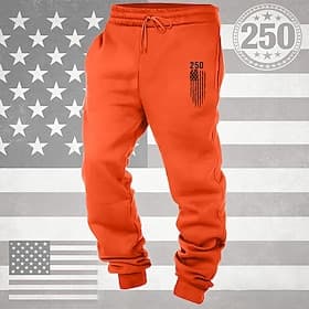 Men's Sweatpants Joggers Trousers Drawstring Pocket Elastic Waist National Flag Comfort Breathable Daily Outdoor America's 250th Anniversary Vacation Fashion W