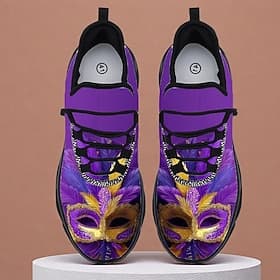 Herren Mardi Gras Bunte Karneval Masken-Druck Sneaker – Bunte vom Karneval inspirierte Designs Bequeme Laufschuhe für festliche Anlässe