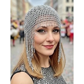 Adornado con cuentas para mujeres de Mardi Gras - Accesorio de cabeza con cuentas plásticas varios colores diseño elegante perfecto para el Carnaval y bailes d