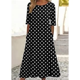 Women's Midi Dress Shift Dress Casual Dress Summer Dress Fashion Modern Daily Beach Weekend Regular Fit Flower Half Sleeve Crew Neck Black Pink Green Spring Fa