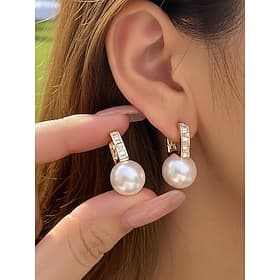 Women's Alloy Imitation Pearl Earrings – Elegant Design in Multiple Colors, Perfect for Weddings and Everyday Wear