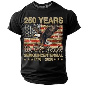 4th of July 2026 250th Memorial Day Men's 3D Print US Flag Crew Neck Short Sleeve T-Shirt Daily Street thumbnail 3