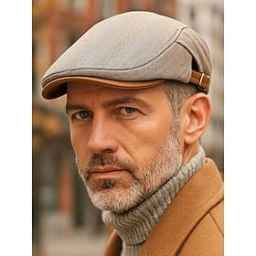 Men's Polyester Herringbone Flat Cap – Stylish and Comfortable, Available in Multiple Colors for Casual and Formal Occasions