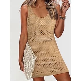Per donna Costumi da bagno Copricostume Vestito da spiaggia Costume da bagno Maglia Vacanza Abbigliamento da Spiaggia Tinta unica Scollo a V Senza Maniche Cost