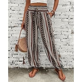 Women's Tapered pants Chinos Vacation Streetwear Casual Full Length Medium Waist Graphic Elastic Waistband Printing Comfy Micro-elastic Daily Outdoor Street Da