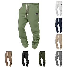 Men's Waffle Sweatpants Joggers Trousers Casual Pants Drawstring Elastic Cuff Solid Color Comfort Full Length Daily Outdoor Streetwear Vacation Fashion Black W