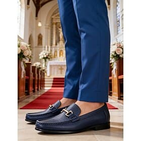 Men's Elegant Blue Leather Loafers – Comfortable and Stylish, Perfect for Weddings, Formal Events and Special Occasions
