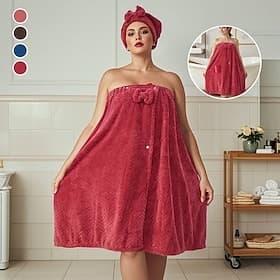 Floral Strapless Dress and Bath Hat Set for Women, Soft and Absorbent Bath Towel, Summer Bathrobe and Hair Drying Cap, Cozy Home Essentials for Drying and Rela