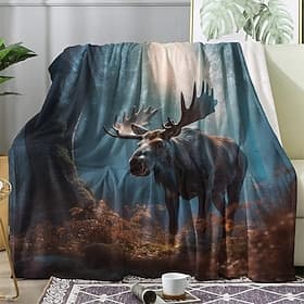 Tapestry Blanket Fleece Reindeer 3D Fantasy Bedroom Sofa Bed Decorative Warm Blanket Home Decor