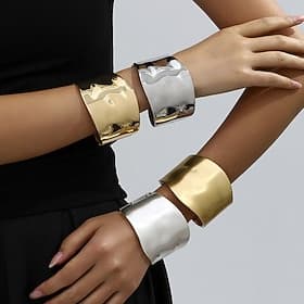 Samba Accessories Bracelets larges en or et argent pour femmes - Bracelets en métal poli costume de performance
