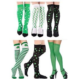 St Patrick's Day Irish Green Shamrock Knee-High Socks, Festive Tights for St. Patrick's Day Parade, Holiday Celebration Legwear, Ireland-Themed Sock Set.