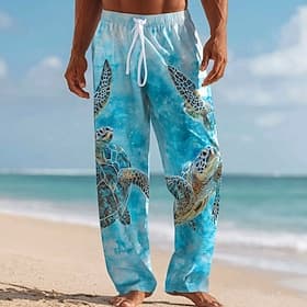 Homme Tortues Créatures de la mer Pantalons Pantalon décontracté Pantalons Amples Taille Moyenne Hawaïen Extérieur Vacances Tenue de plage Taille élastique ave