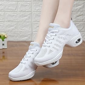 Women's Black Knit Dance Shoes – Lightweight, Air-Cushioned Sole, Breathable Design, Perfect for Latin, Jazz, and Fitness Dance