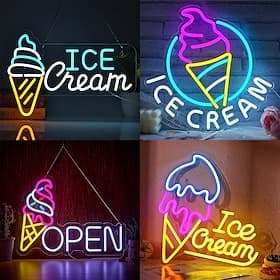 Neon-Eiscreme-Leuchtreklame zur Wanddekoration, dimmbar, USB-betrieben, LED-Leuchtreklame für den Innenbereich, Wohnzimmer, Restaurant, Eisdiele, Geburtstagsfe