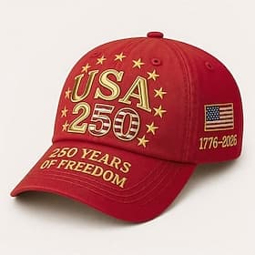 Men's Unisex United States 250th Anniversary Hat Baseball Cap Sun Hat Trucker Hat Black White Polyester / Polyamide Adjustable Patriotic Vacation Sports Daily thumbnail 2