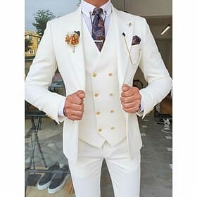 Pour des hommes Smoking Costumes Mariage à la plage Mariage de printemps Blanche Rose Claire Printemps  Été Costume / Tailleur Revers en Pointe Revers Cranté F