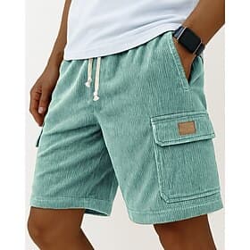 Herren Cargo-Shorts Shorts Freizeitshorts Cordshorts Tasche Elastischer Bund Einfach Komfort Atmungsaktiv Knielang Outdoor Urlaub Alltagskleidung Urlaub Mode S