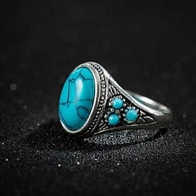 1PC Ring For Women's Turquoise Blue Daily Gift Holiday Stone