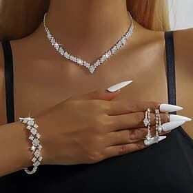 Women's Jewelry Set Silver Imitation Diamond Alloy Elegant Party / Evening Wedding