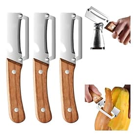 3PC 3-in-1 Multifunctional Vegetable Peeler Stainless Steel Blade with Wooden Handle Professional Kitchen Slicer