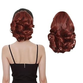Red Ponytail Extension,9 Claw Clip in Ponytail Hair Extensions Hair Piece Natural Soft Synthetic Wavy Pony Tail Hair Pieces for Women