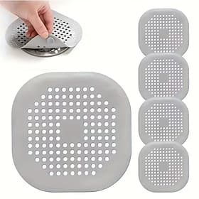 4 Pack Hair Drain Catcher Set, Bathtub and Shower Drain Stoppers with Kitchen Deodorizing Plug and Sink Strainer, Bathroom Essentials