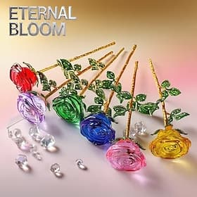 Rose en cristal, ornement artisanal fait main, cadeau idéal pour un mariage, la Saint-Valentin ou la fête des mères. Décoration de table pour la maison ou la c