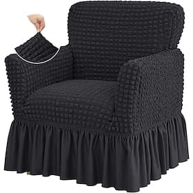 Stretch Seersucker Armchair Slipcovers with Skirt, 1-Piece Chair Cover with Arms, Soft Stretch Accent Chair Slipcovers, Non-Slip Washable Furniture Protector f