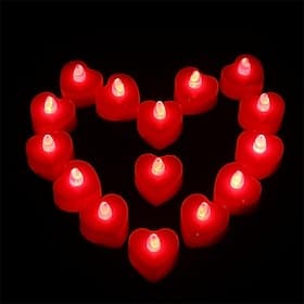 Hartvormige led-kaarsen, verpakking van 24 stuks, vlamloze flikkerende liefdeskaarsen voor een huwelijksaanzoek, bruiloft, Valentijnsdag, jubileum, Thanksgivin