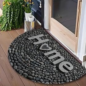 Doormat American Style Half Round Entryway Mat Non Slip Absorbent Door Mat for Home Entrance Bathroom Toilet Indoor Floor Use