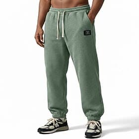 Men's Waffle Joggers Trousers Casual Pants Waffle Pants Drawstring Solid Color Comfort Full Length Casual Daily Outdoor Vacation Fashion Black Army Green Stret