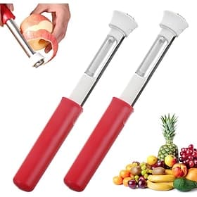 2 in 1 Apple Corer and Peeler Tool, Stainless Steel Red Bell Pepper Seed Corer, Multi-Purpose Apple Corer for Home Kitchen, Vegetable Fruit Kitchen Gadgets