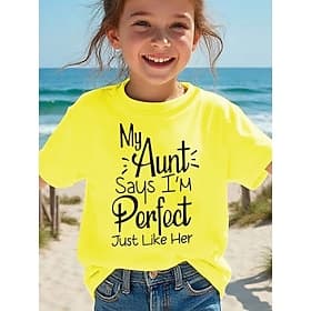Voor meisjes 3D Grafisch Brief T-shirt Korte mouw 3D-afdrukken Zomer Lente Sport Modieus Streetwear Kinderen 4-12 jaar Strakke ronde hals Casual Dagelijks Buit