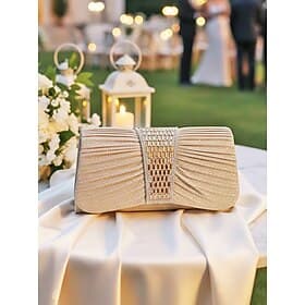 Clutch de noche de poliéster con lentejuelas para mujer, varios colores, correa de cadena, perfecto para bodas y fiestas.