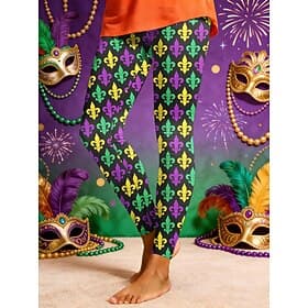 Carnival  Women's Leggings Active Vacation Fashion Full Length High WaistPantsCarnival Graphic Geometric Print High Cut Comfort Outdoor Comfortable Stretchy Va