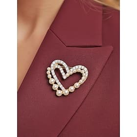 Broche cœur pour femme en alliage et fausse perle, plusieurs modèles disponibles, idéale pour la Saint-Valentin, les mariages et le quotidien.