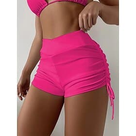 Women's Swimwear Stretchy Boxer Shorts Shorts Swimsuit High Waist Vacation Beach Wear Solid Color Sleeveless Bathing Suits