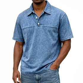SoftFade™ Men's Polo Casual Vacation Classic Short Sleeve Fashion Basic Solid Color Plain Vintage Style Washed Spring Winter Spring   Fall Regular Fit Light Gr