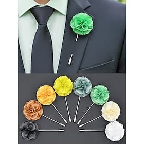 Anstecknadel aus Polyester mit Blumenmuster für Herren, mehrfarbige Stoffblume, eleganter minimalistischer Stil für Trauzeugen, Hochzeiten, formelle Abendessen