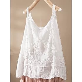 Women's Blouse Lace Tops Camisole Tank Top Lace Embroidered Eyelet Floral Plain Stylish Classic Modern Sleeveless Crew Neck Regular Tops Daily Holiday Going ou