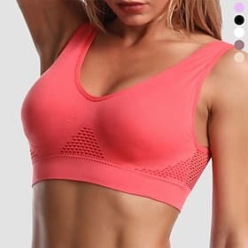 Damen BH-Oberteil Unterwäsche BH-Top Bequem Atmungsaktiv Stoßfest Herausnehmbare Polsterung Drahtlos Einfach Sport Sportkleidung Dunkelviolett Schwarz Yoga Fit
