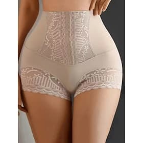 Women's Shapewear Fashion Sweet Pure Color Lace Shorts Vacation Street Date Black Beige Summer Spring Slim Fit