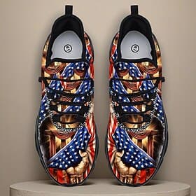 United States 250th Anniversary Men's Patriotic American Flag Sneakers, Bold Graphic Design, Lightweight, Comfortable, Independence Day Celebration Footwear