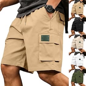 Men's Tactical Cargo Cargo Shorts Shorts Casual Shorts Pocket Elastic Waist Plain Above Knee Casual Outdoor Streetwear Fashion Streetwear Black White Micro-ela