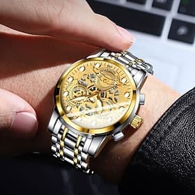 New Multi-Functional Men's Watch, Luxury Quartz Watch for Men, Glow-in-the-Dark Display, Skeletonized Dial Design, Accurate Timekeeping, Suitable for Daily Wea