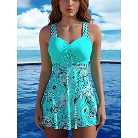 Women's Swimwear Tankini 2 Piece Shorts Swimsuit Tummy Control High Waist Slim Backless Vacation Beach Wear Floral Paisley V Neck Sleeveless Bathing Suits