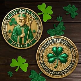 St. Patrick's Day Glücksmünze, Gedenk-Kleeblatt Hufeisenmotiv, irischer Glücksbringer, Souvenir zum 17. März