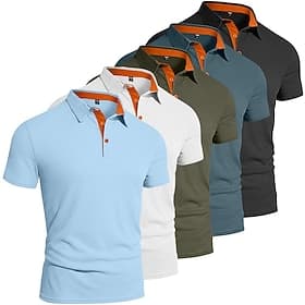 Voor heren Met Textuur Wafelgebreid poloshirt Casual liiketoiminta Klassiek Korte mouw Modieus Modern Effen Kleur Knop Zomer Lente Alle seizoenen Normale pasvo
