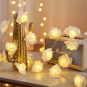 3m 20 LED Rose Flower String Light Battery Operated Fairy Light for Wedding, Party, Valentine's Day, Proposal, Christmas Decoration