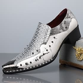 scarpe da sposa in similpelle da uomo – stampa coccodrillo bianca con design a spillo, scarpe formali alla moda per matrimoni ed eventi di lusso